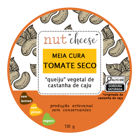 QUEJO VEG MEIA CURA TOMATE SECO 130G - NUTCHEESE