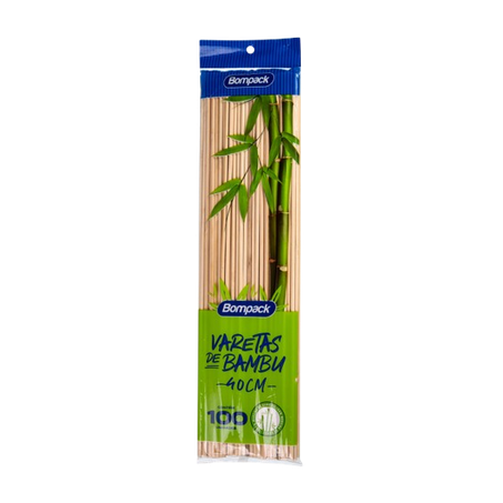 VARETA DE BAMBU P/ALGODAO DOCE BOMPACK 40CM C/100 