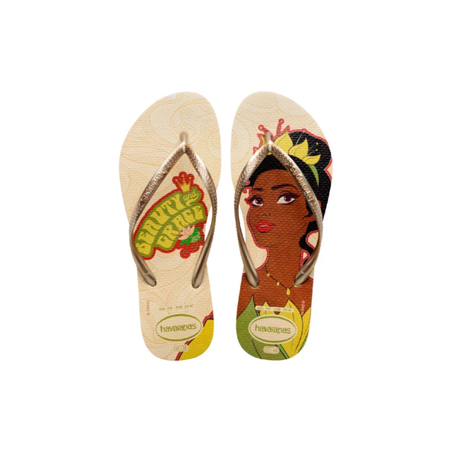CHINELO HAVAIANAS SLIM PRINCESAS BEGE PALHA 37/38