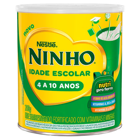Leite em Pó Semidesnatado Fortificado com Vitaminas e Minerais Ninho Idade Escolar Lata 750g