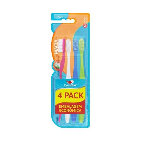 ESCOVA DENTAL CONDOR 4 PACK EMBALAGEM ECONOMICA   