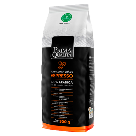 Café Torrado em Grãos Espresso Prima Qualità Gourmet Pacote 500g