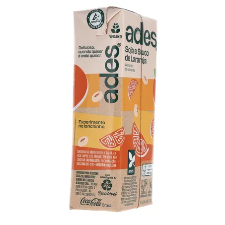 Bebida Base Soja Ades Laranja 200ml 360-12