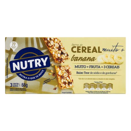 Pack barra de cereal banana nutry com 3 unidades