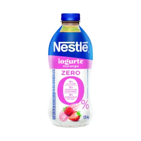 Iogurte Desnatado Morango Zero Lactose Nestlé Garrafa 1,15kg