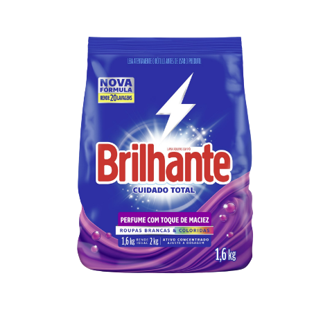 Lava Roupas Brilhante Em Pó Cuidado Total Sachê 1,6kg 
 