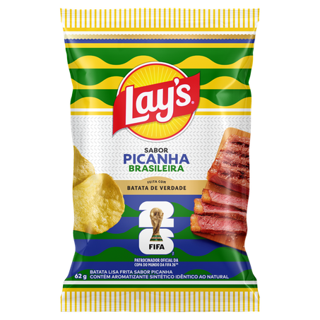 Salgadinho Lays Fifa Batata Picanha Brasileira Pacote 62g 
 