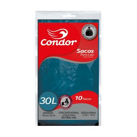 Saco lixo condor 30lt c 10un