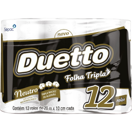 Papel higiênico 20m duetto folha tripla c/12 rolos
