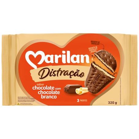 Biscoito Marilan Distração Chocolate Com Chocolate Branco Pacote 280g 
 