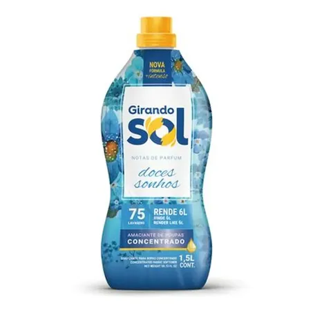 Amaciante de Roupa Concentrado Girando Sol  Doces Sonhos Frasco 1.5lt