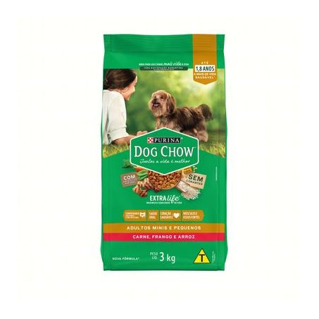 Ração Para Cães Adultos Dog Chow Raças Pequenas Frango E Arroz 3KG