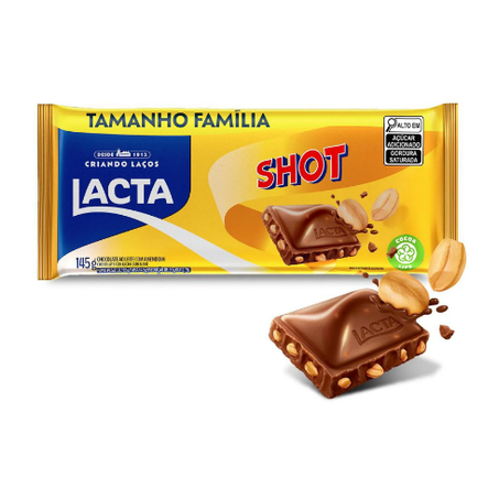 Tablete de Chocolate Lacta Shot Pacote 145gr