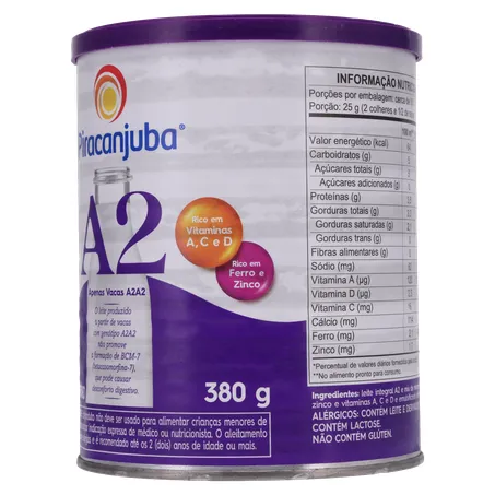 Leite em Pó Instantâneo Tipo A2 Integral Piracanjuba Lata 380g 360-5