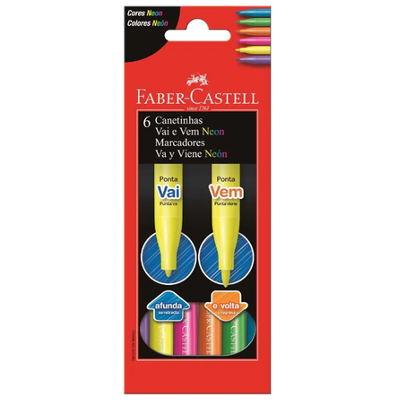 CANETA FABER CASTELL HIDROCOR COM 6 NEON REF. 15.1306VVZ