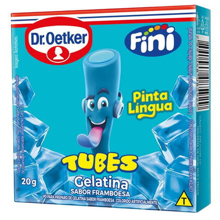 GELATINA EM PÓ DR.OETKER FINI TUBES PINTA LINGUA FRAMBOESA CAIXA 20G