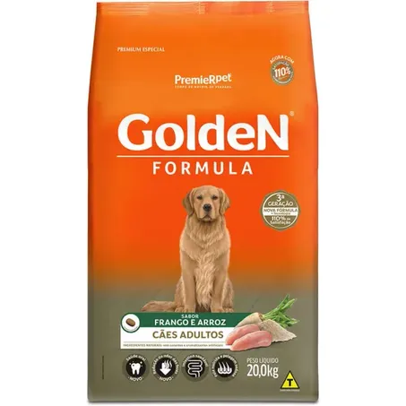 Ração Golden Fórmula para Cães Adultos Sabor Frango e Arroz 20Kg 360-2