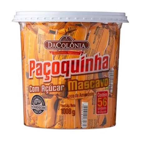 Pack Paçoquinha com Açúcar Mascavo Dacolônia Pote 56 Unidades 1008G