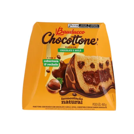 Panettone Bauducco Chocolate e Avelã Caixa 450gr 360-18
