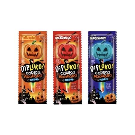 Pirulito Dip Loko 10g Neon Cabeça De Abobora