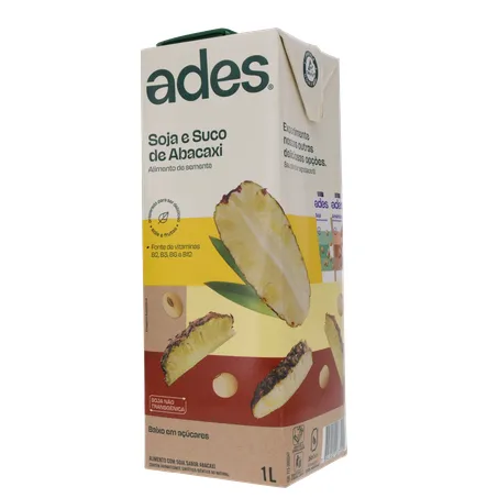 Bebida a Base de Soja Ades Sabor Abacaxi Caixa 1lt 360-3