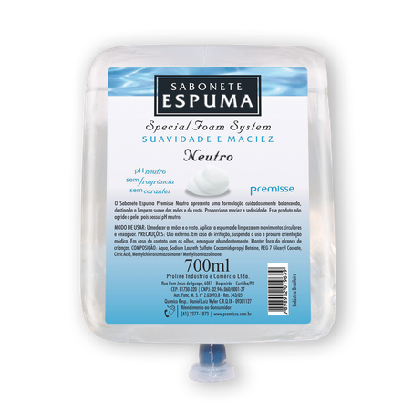 SABONETE ESPUMA 700ML NEUTRO PREMISSE REFIL