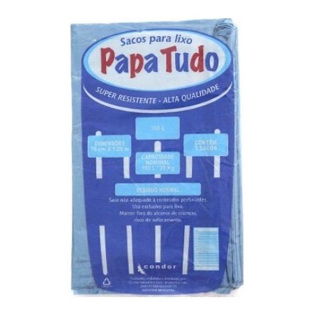 Papa tudo-saco p/lixo 100lt c/5