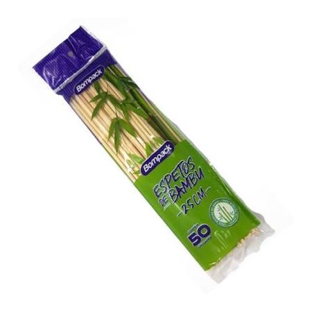 Espetinho de bambu bompack 25cm 50un
