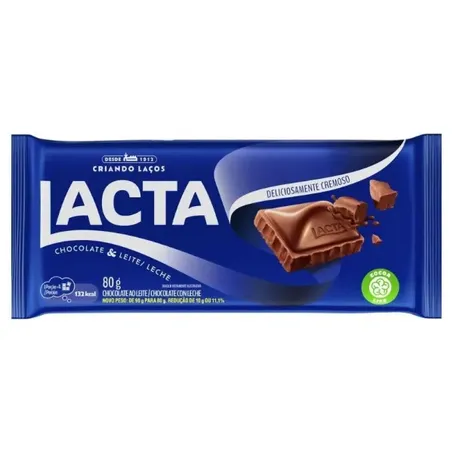 CHOCOLATE BARRA AO LTE LACTA 80G