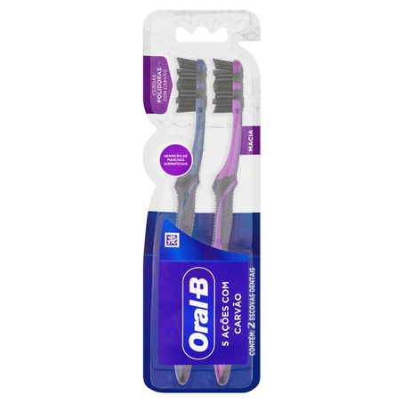 Escova Dental Oral-B 5 Ações com Carvão - Com 2 Escovas
