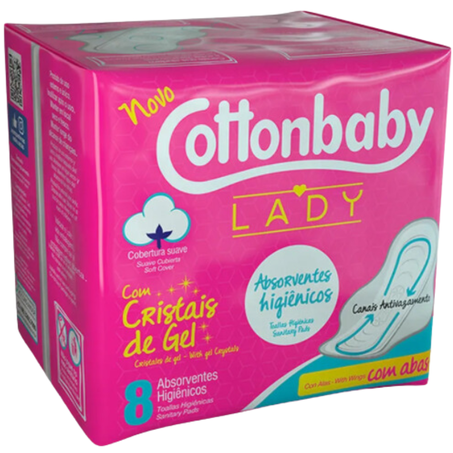 Absorvente cottonbaby 8un suave com abas