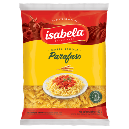 Massa de Sêmola Isabela Parafuso Pacote 400gr