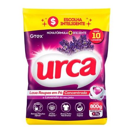 Sabão em Pó Concentrado Urca Lavanda Sachê 800g (Caixa 20 Un)