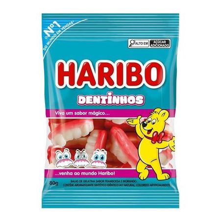 Balas gel dentinhos haribo 80g