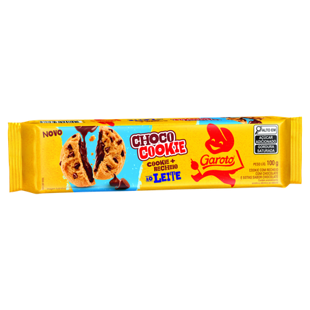 Biscoito Cookie Recheio Chocolate ao Leite e Gotas de Chocolate Garoto Choco Cookie Pacote 100g