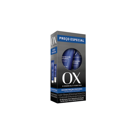Kit Shampoo 375Ml e Condicionador 170Ml Ox Reconstrução Profunda