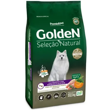 Ração Golden Seleção Natural Cães Adultos Raças Pequenas Frango e Abóbora  10,1Kg
