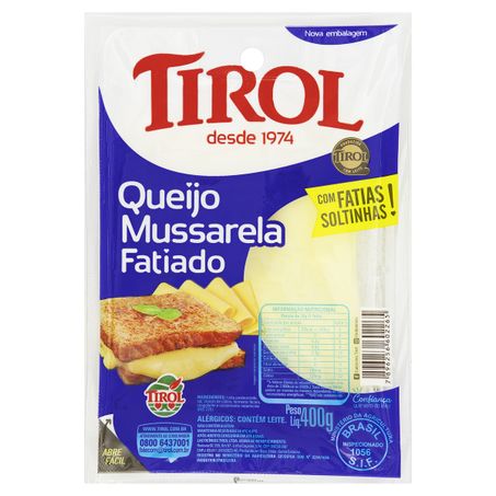 Queijo mussarela fatiado tirol 400g