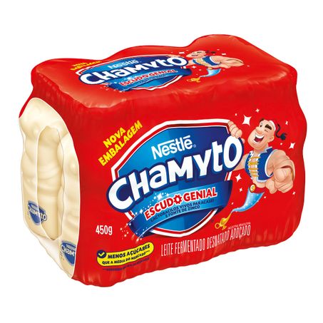 PACK LEITE FERMENTADO DESNATADO NESTLÉ CHAMYTO COM 6 UNIDADES