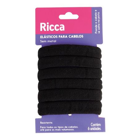 ELÁSTICO DE CABELO RICCA PRETO CARTELA C/6UNID REF:2725