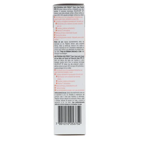 PROTETOR SOLAR FACIAL NEUTROGENA SUN FRESH DERM CARE SEM COR FPS 70 40G 360-1