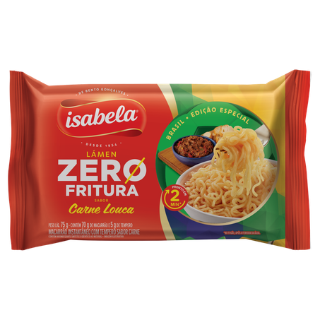 Macarrão Instantâneo Lámen Carne Louca Zero Fritura Isabela 75g