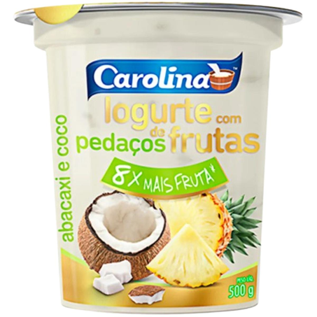 Iogurte Carolina 450g - Pedaços de Frutas - Abacaxi e Coco