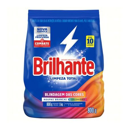 Lava Roupas em Pó Brilhante Limpeza Total 800G