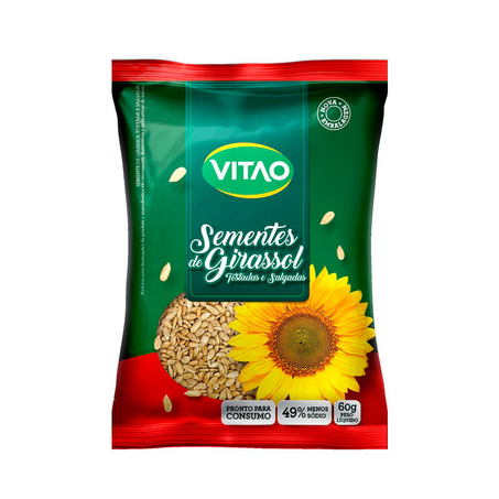 Semente de Girassol Vitão Tostado E Salgado Pacote 60G