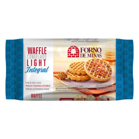 WAFFLE INTEGRAL TRADICIONAL LIGHT FORNO DE MINAS COM 6 UNIDADES