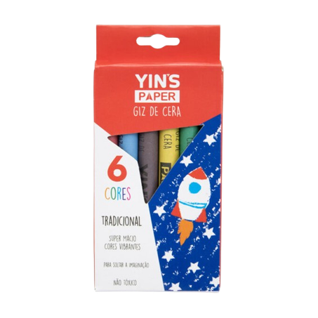 GIZ DE CERA COLORIDO YINIS PAPER C/6 YP7442       