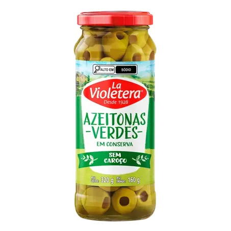 La Violetera Azeitona Verde Sem Caroço 160G Em Conserva
