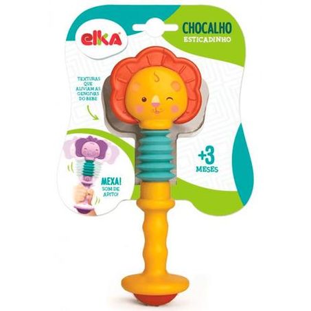 CHOCALHO ESTICADINHO ELKA BEBÊ LEÃO