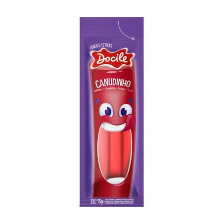 Bala Docile Canudinho Morango Pacote 15g 